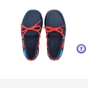 Kids Navy Moccasins with Red Laces